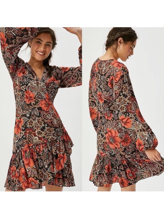 Anthropologie Dresses & Skirts - Anthro ATSU Tenley Black Floral Ruffle Dress Size 14